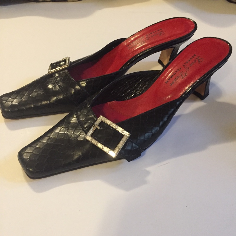 Beverly Feldman Snakeskin Slip on Heels Size 8